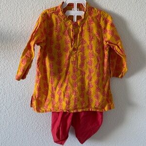 Fabindia Yellow and Red Kids Matching Set